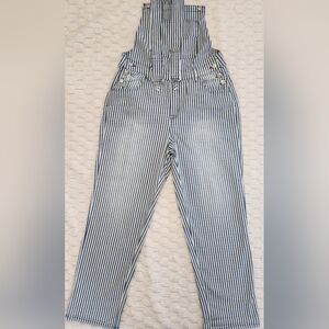 Kensie Jeans Woman's Hickory Stripe Denim Overalls